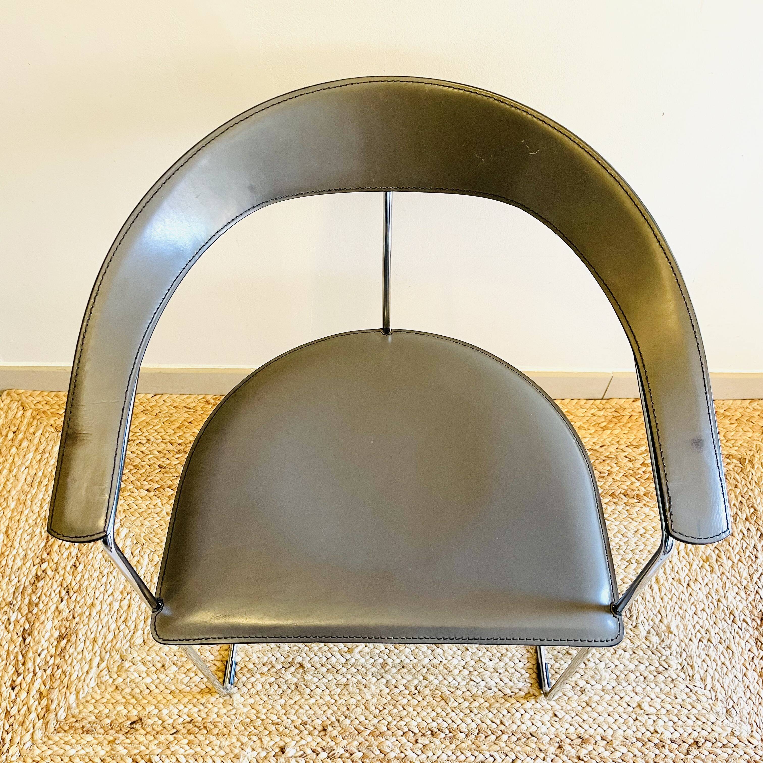 ARRBEN Ursula Vintage Design Armchair - Leather and Chrome - 1980s