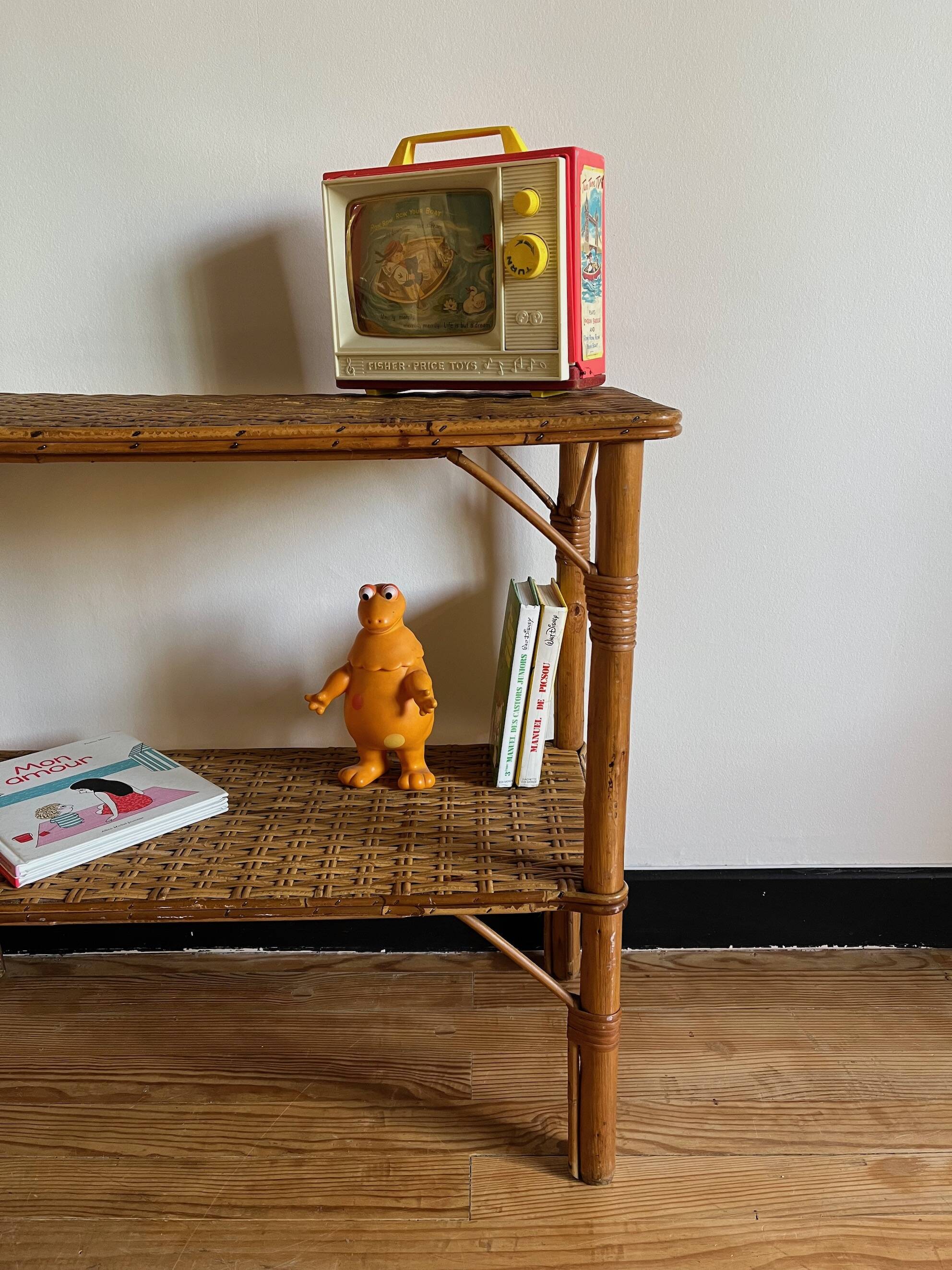 Vintage rattan shelf, console