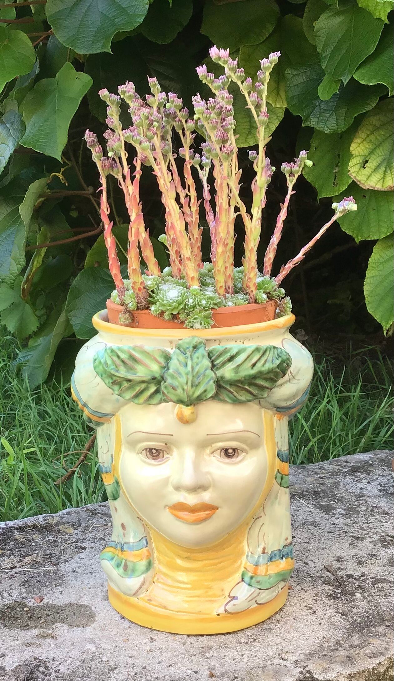 Anthropomorphic pot cache in traditional majolica of Caltagirone