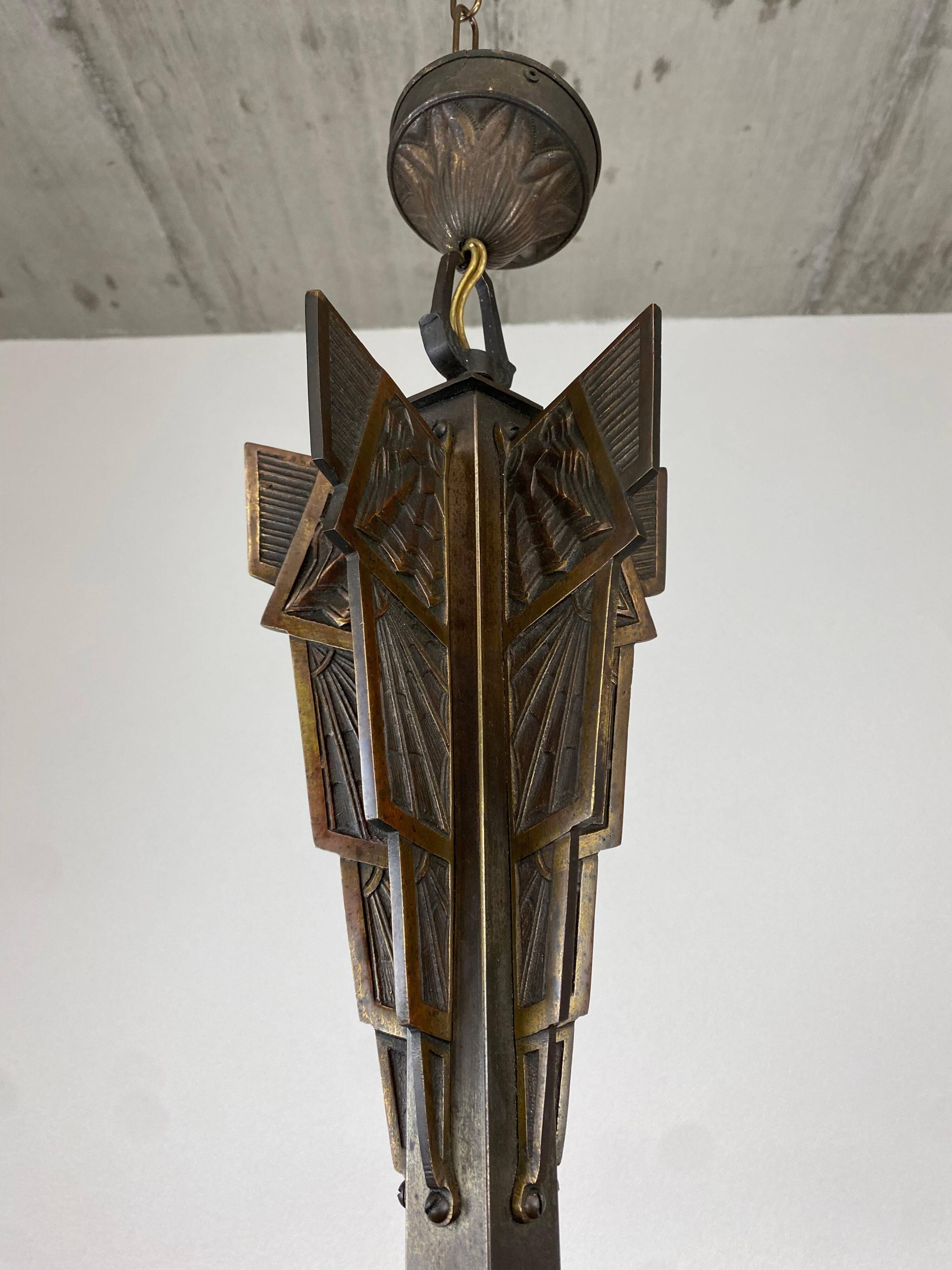 Art Deco bronze pendant lamp