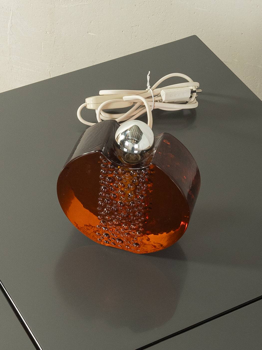 Sculptural table lamp by Doria Leuchten, space age, orange glass, Germany, 1970s