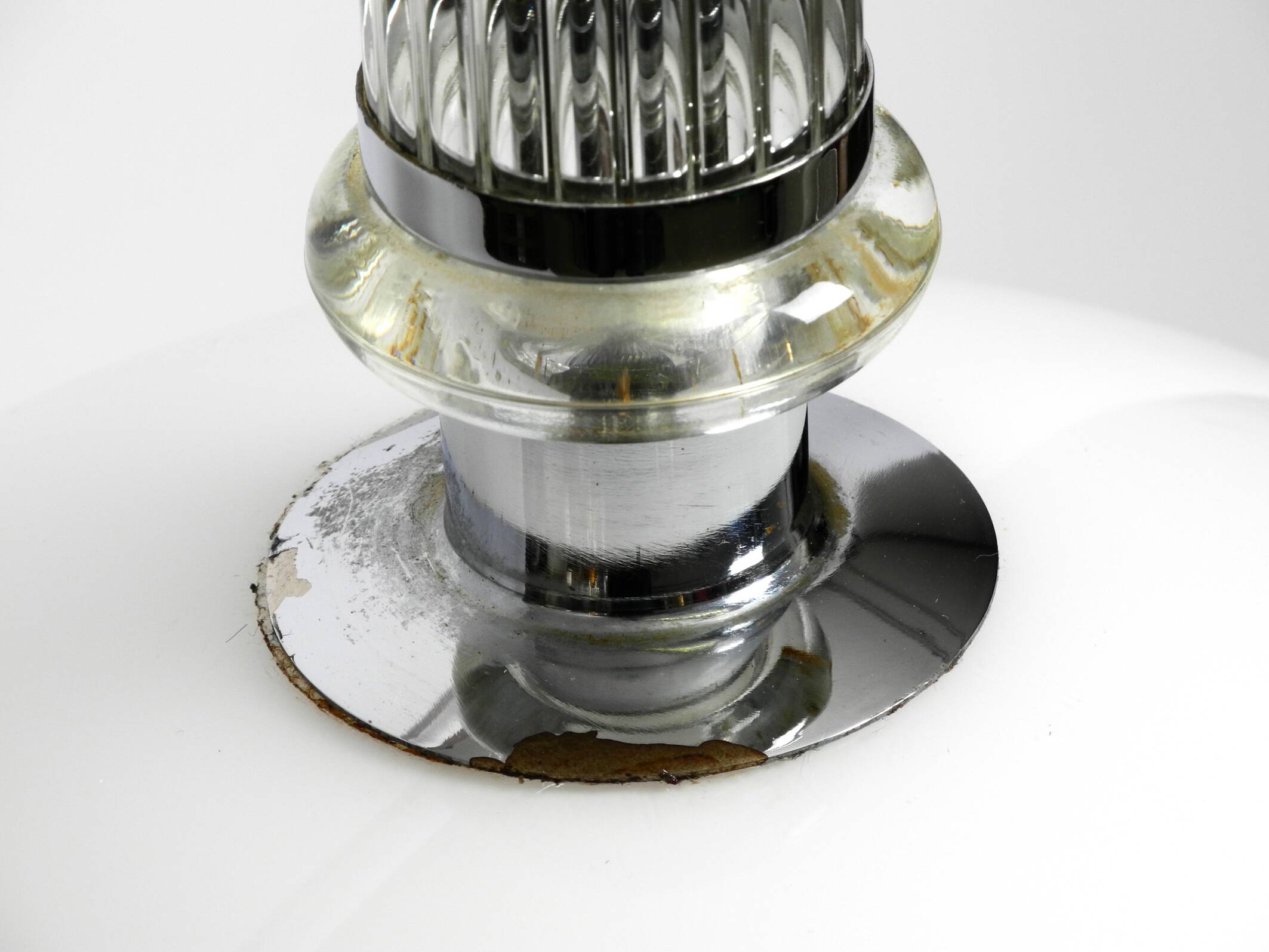 Large Czech Mid Century glass ceiling lamp with glass shade and glass rod