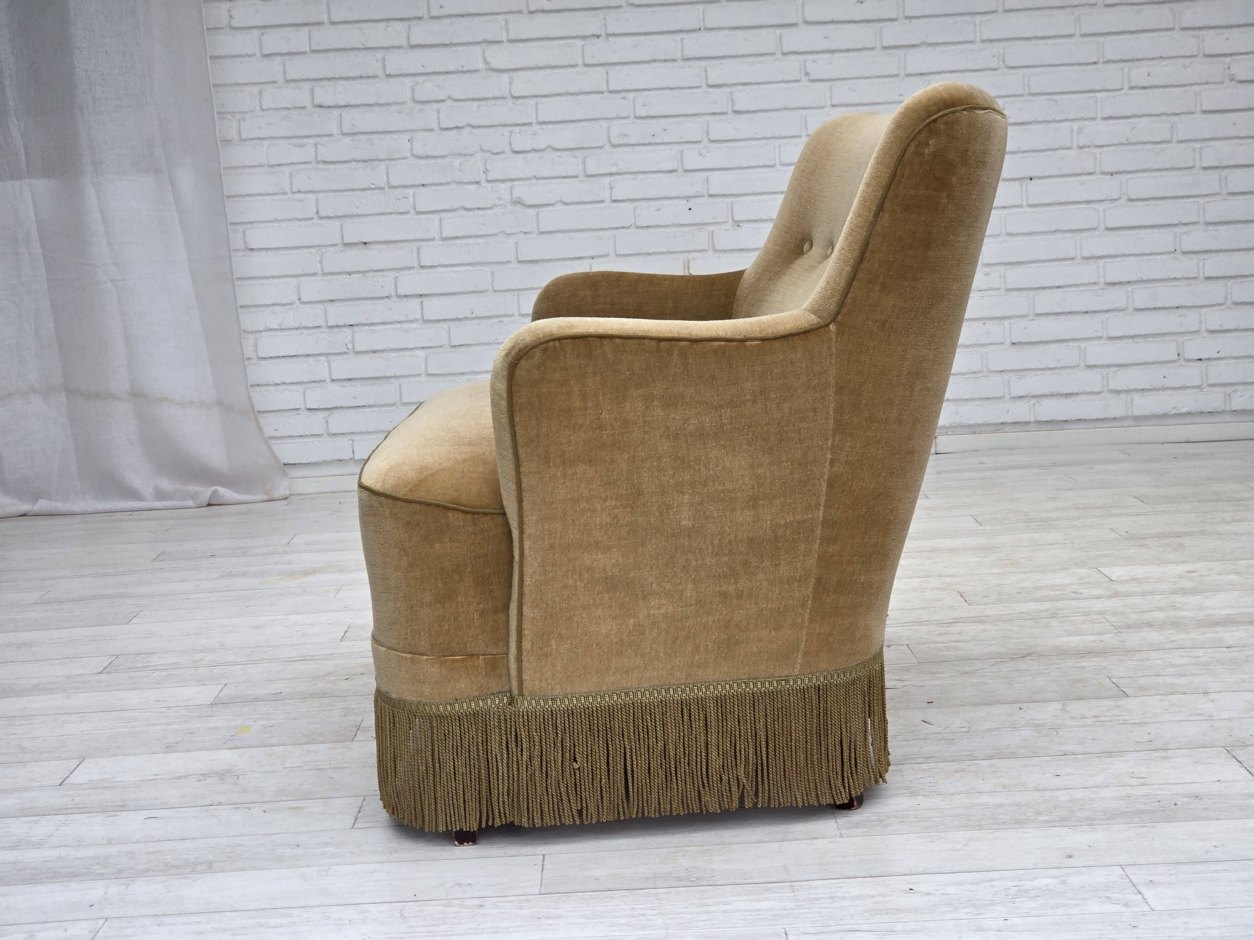 1970s, Danish 2-seater sofa, light green furniture velour.