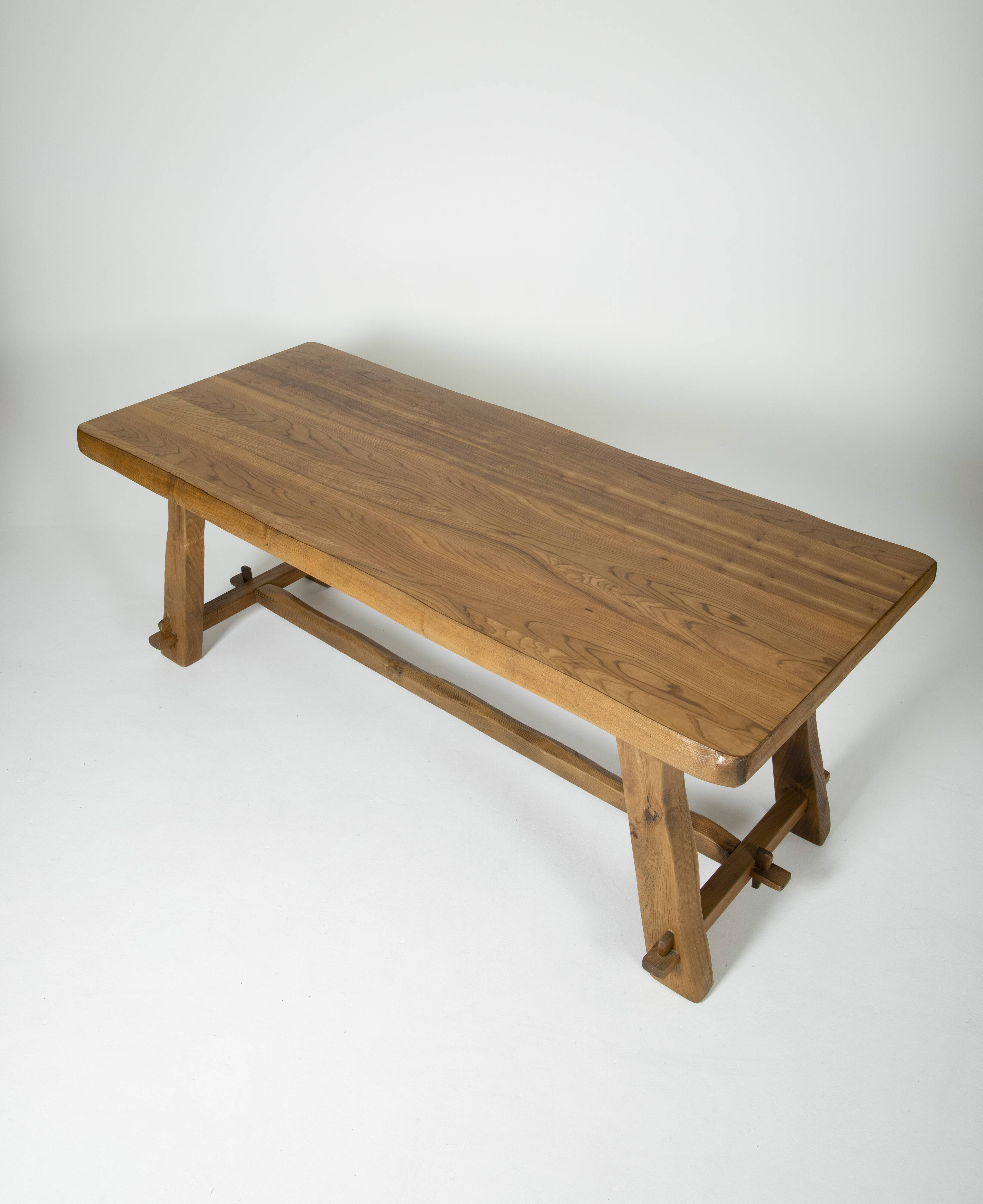 Elm table by Aranjou, France 1970s