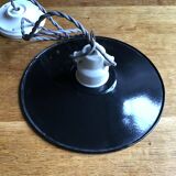 Industrial black enameled sheet metal pendant light