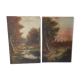 Pair of antique paintings "landscape oil on canvas"