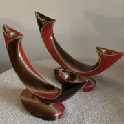 Pair of Mid-Century Vintage Ceramic Double Candlestick Holders Verceam