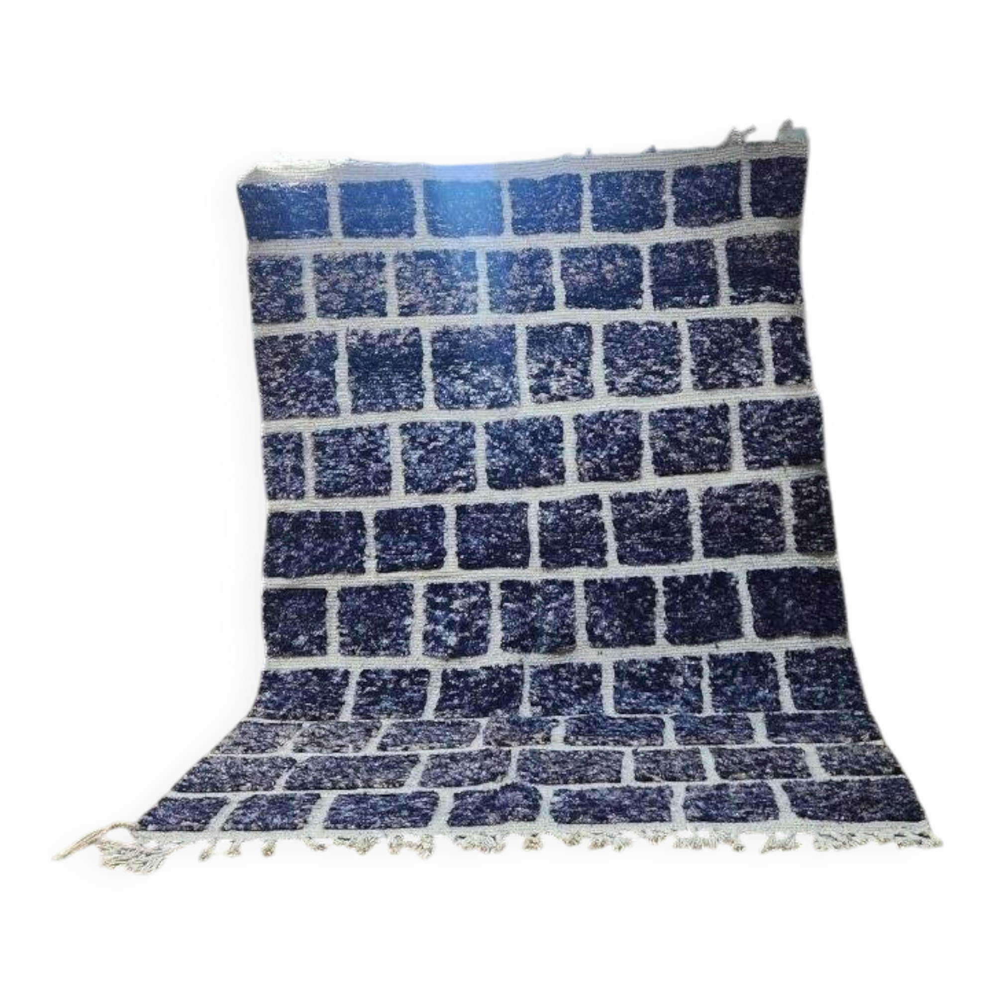 Authentic Beniouarain rug 300x200 cm midnight blue – Moroccan Berber