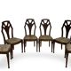 Ensemble de 6 chaises de salle à manger en noyer sculpté Art Déco, années 1920/1930