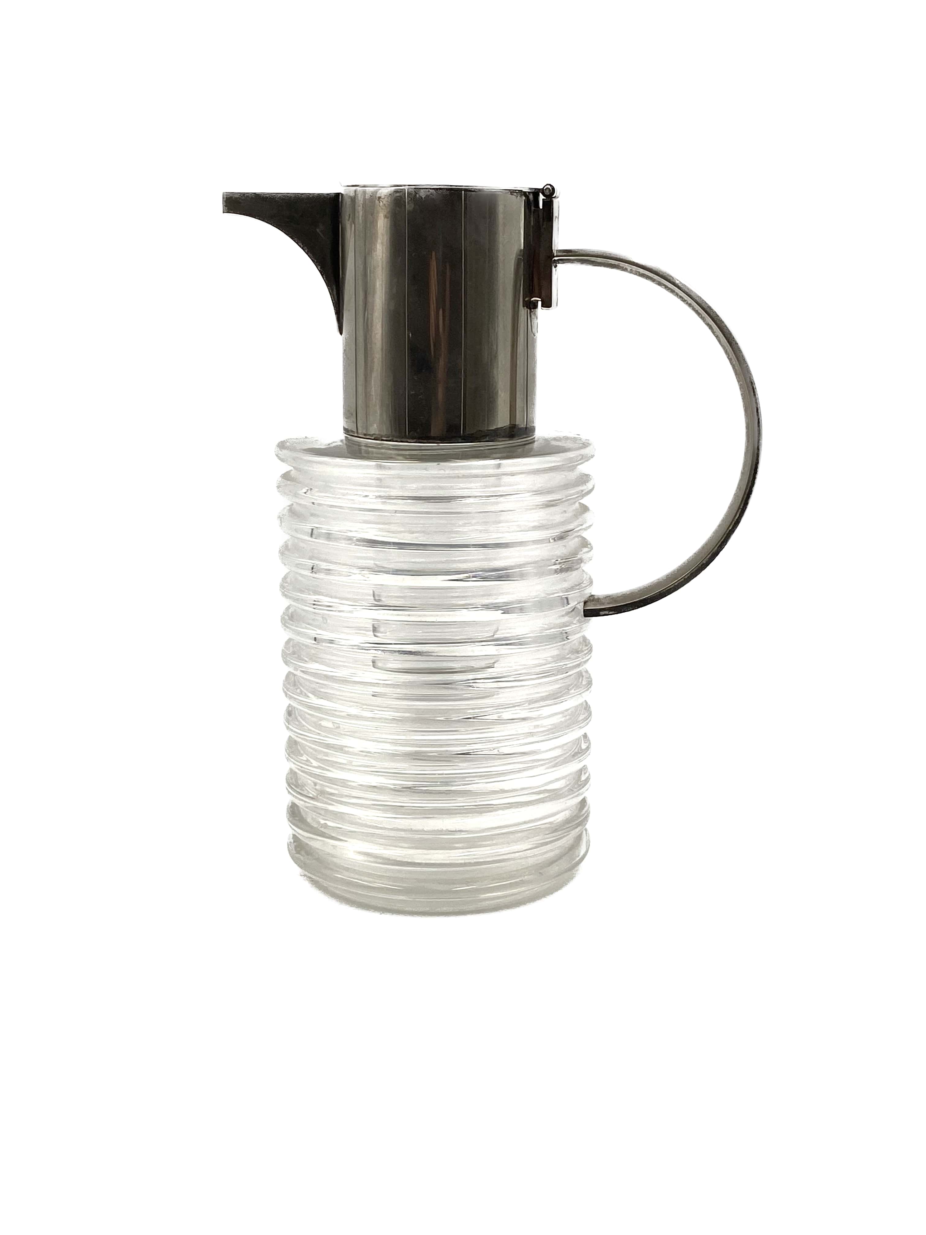 Sergio Asti silverplated and glass jug  Arnolfo di Cambio 1968