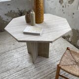 Octagonal travertine coffee table