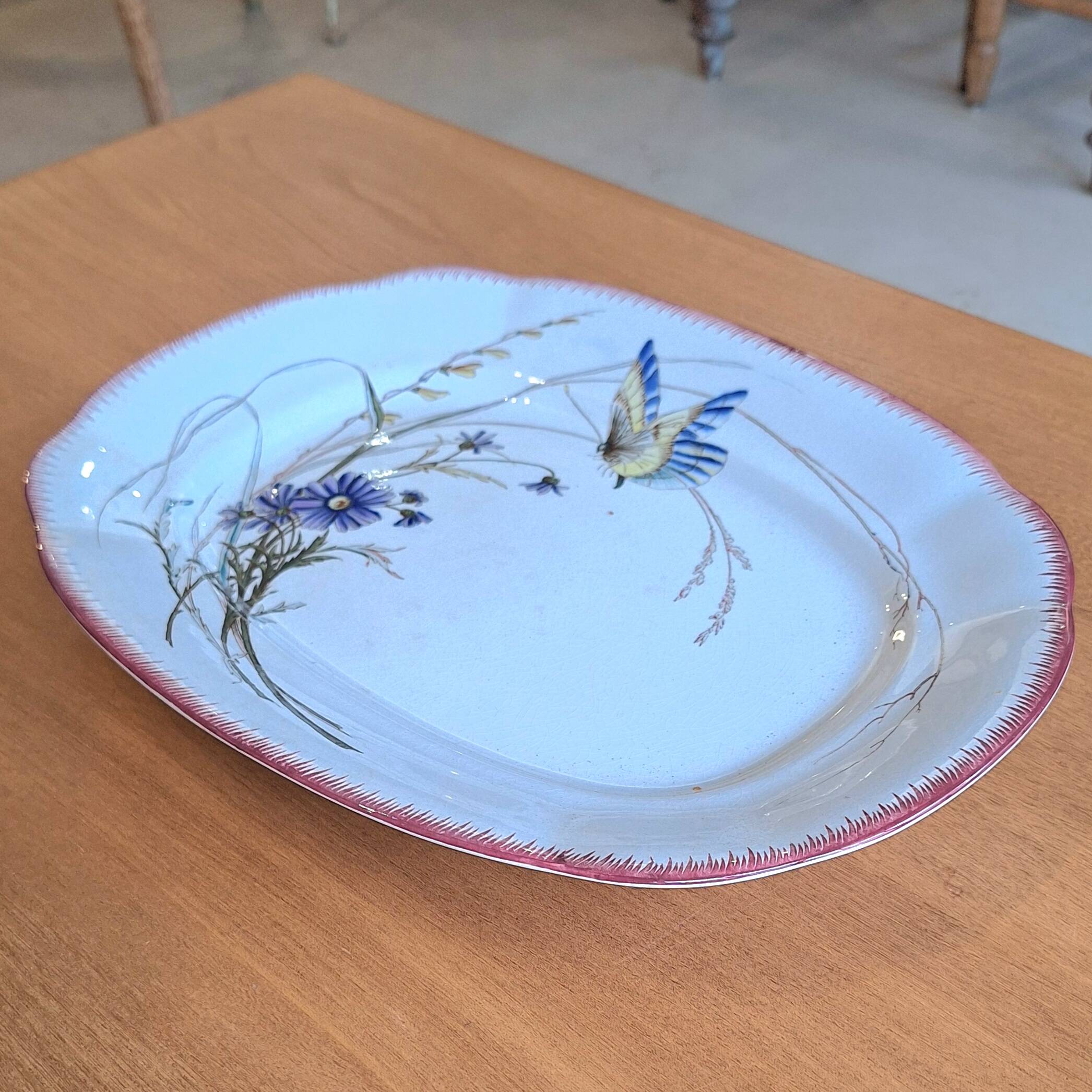 Large Serving Dish for Appetisers Sarreguemines Butterfly Decor
