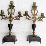 Pair of chandeliers marble and bronze