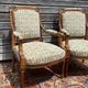 Pair of armchairs in natural wood louis xvi style xix century