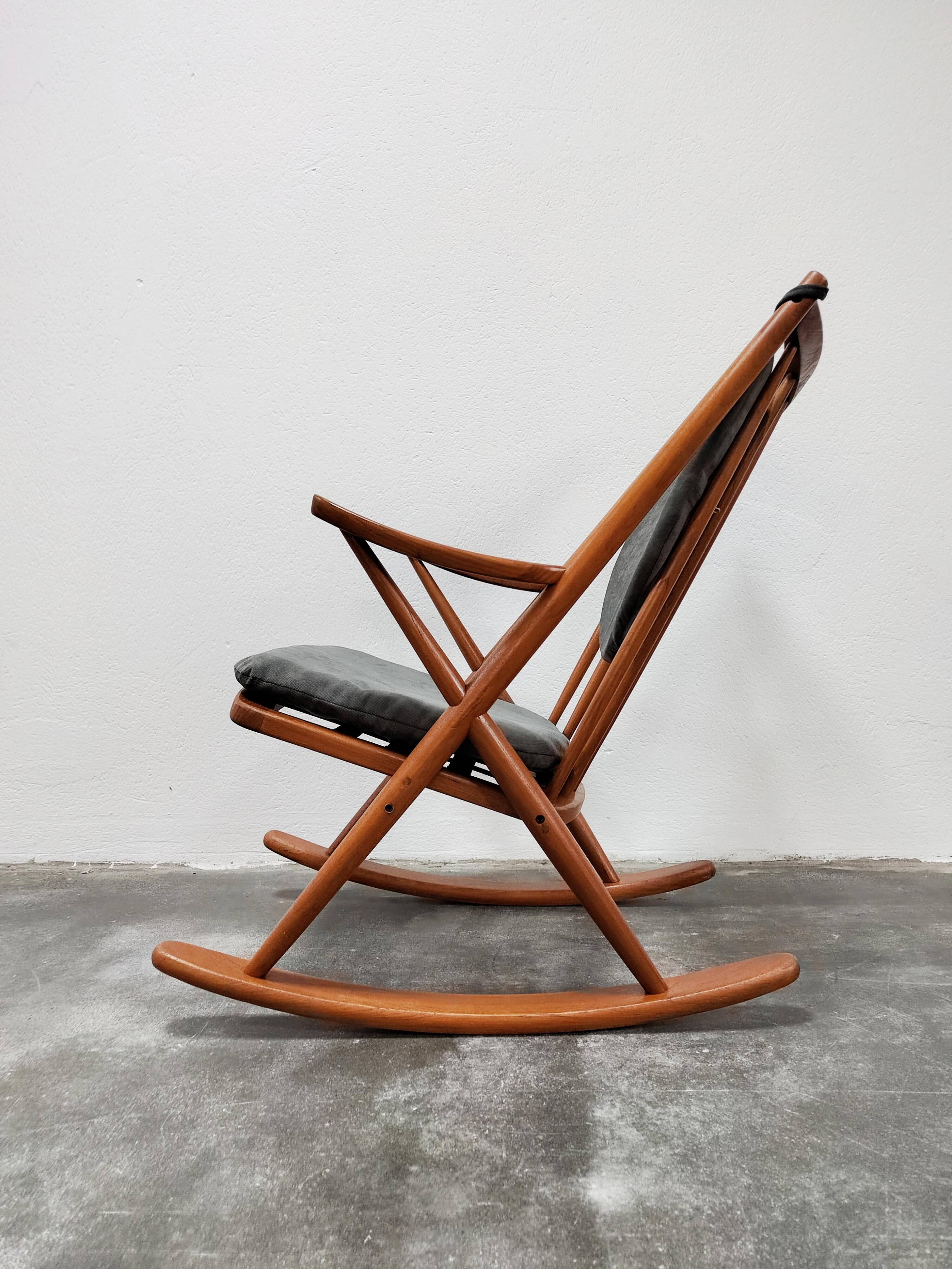 Teak rocking chair MCM Model 182 by Frank Reenskaug for Bramin