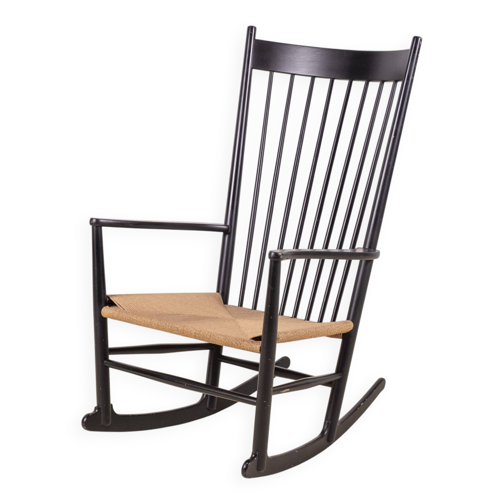 Hans J. Wegner J16 Black Rocking Chair, 1969 FDB