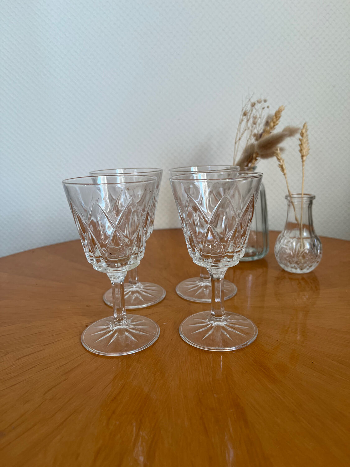 Set of 4 Reims crystal glasses 1950
