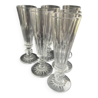 6 Baccarat/Saint Louis champagne flutes - Mid 19th century