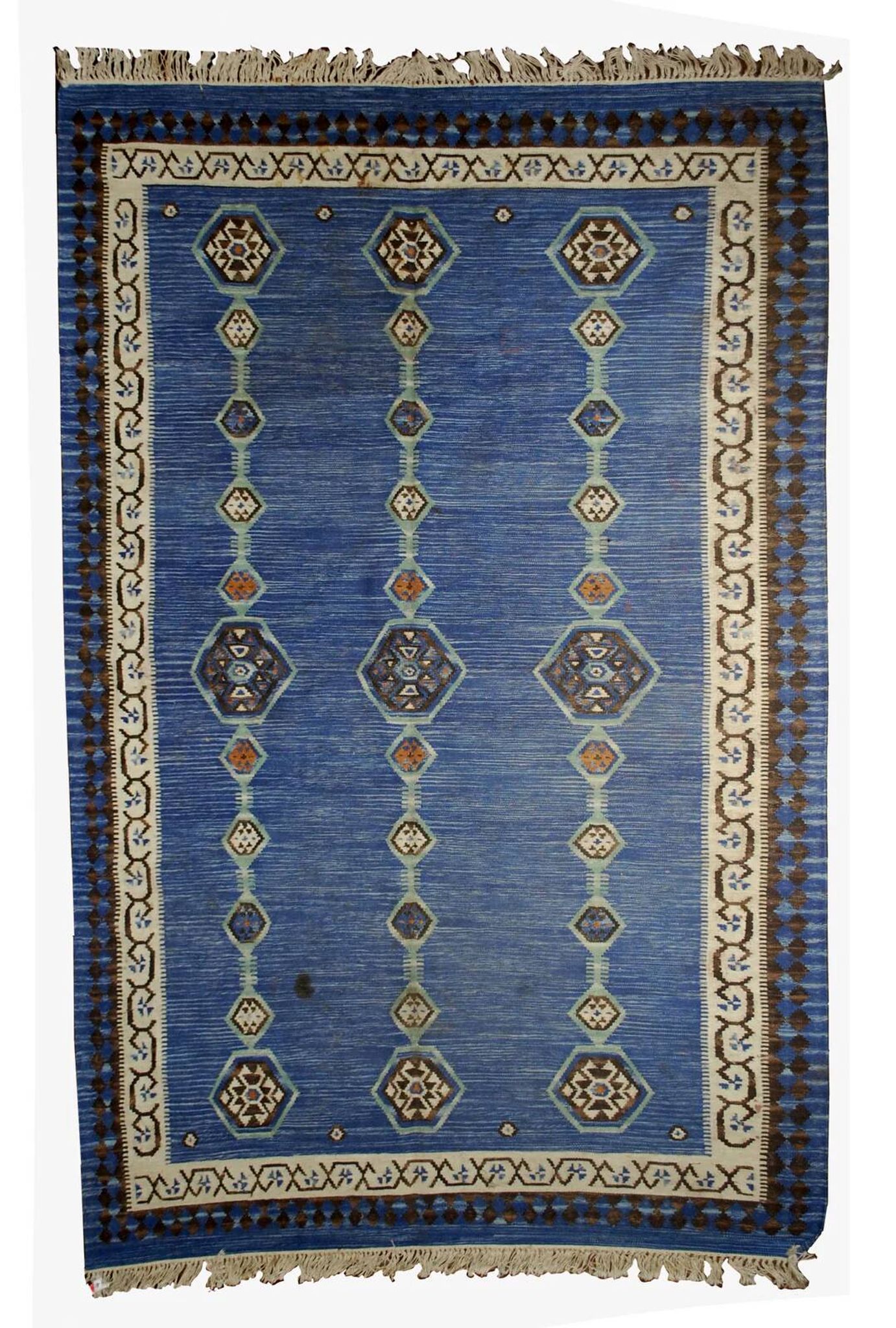 Handmade antique Indian Dhurri kilim 5.7' x 8.8' (174cm x 268cm) 1930s - 1B533