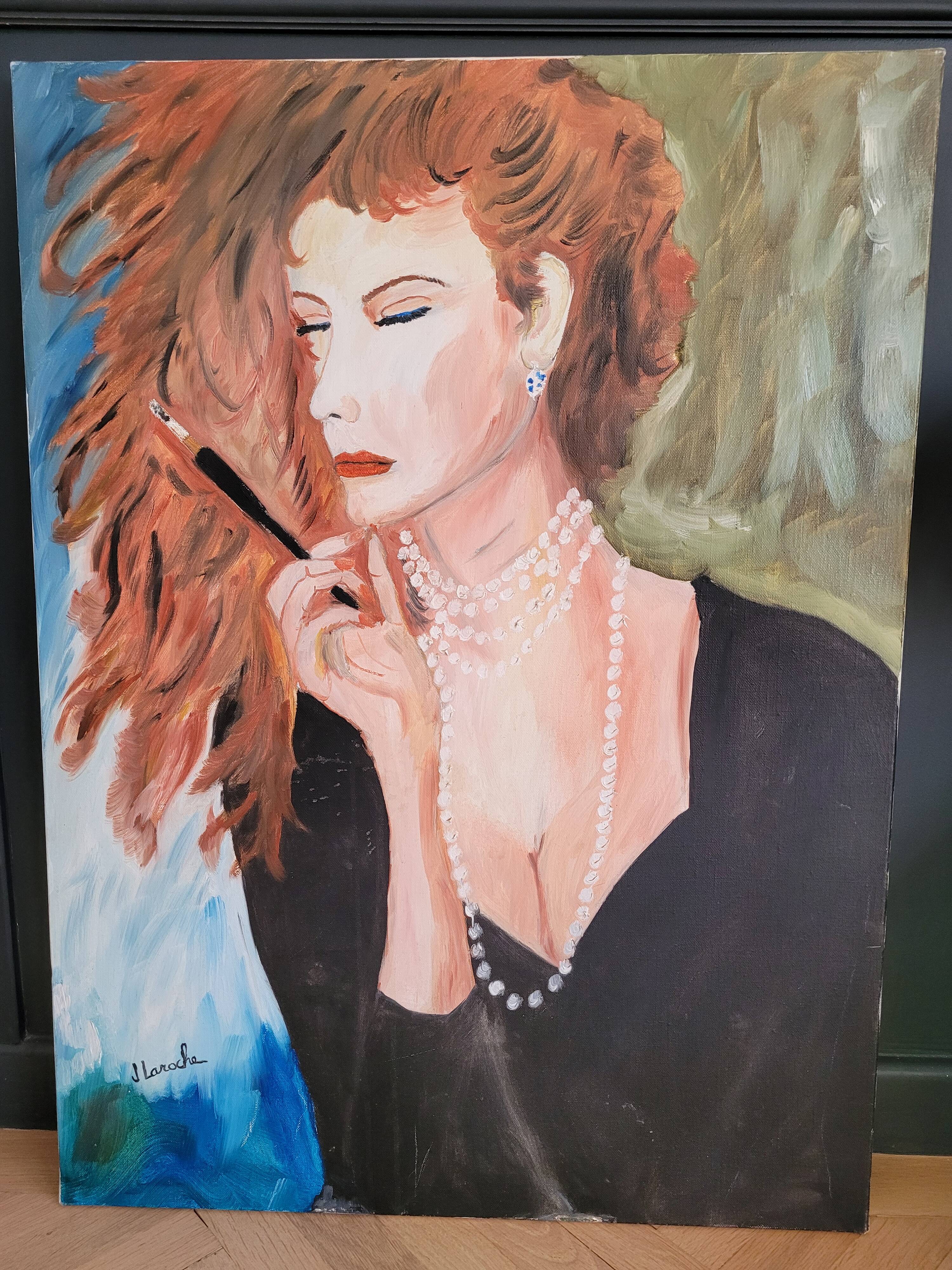 Portrait signed painting on canvas