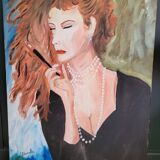Portrait signé peinture sur toile