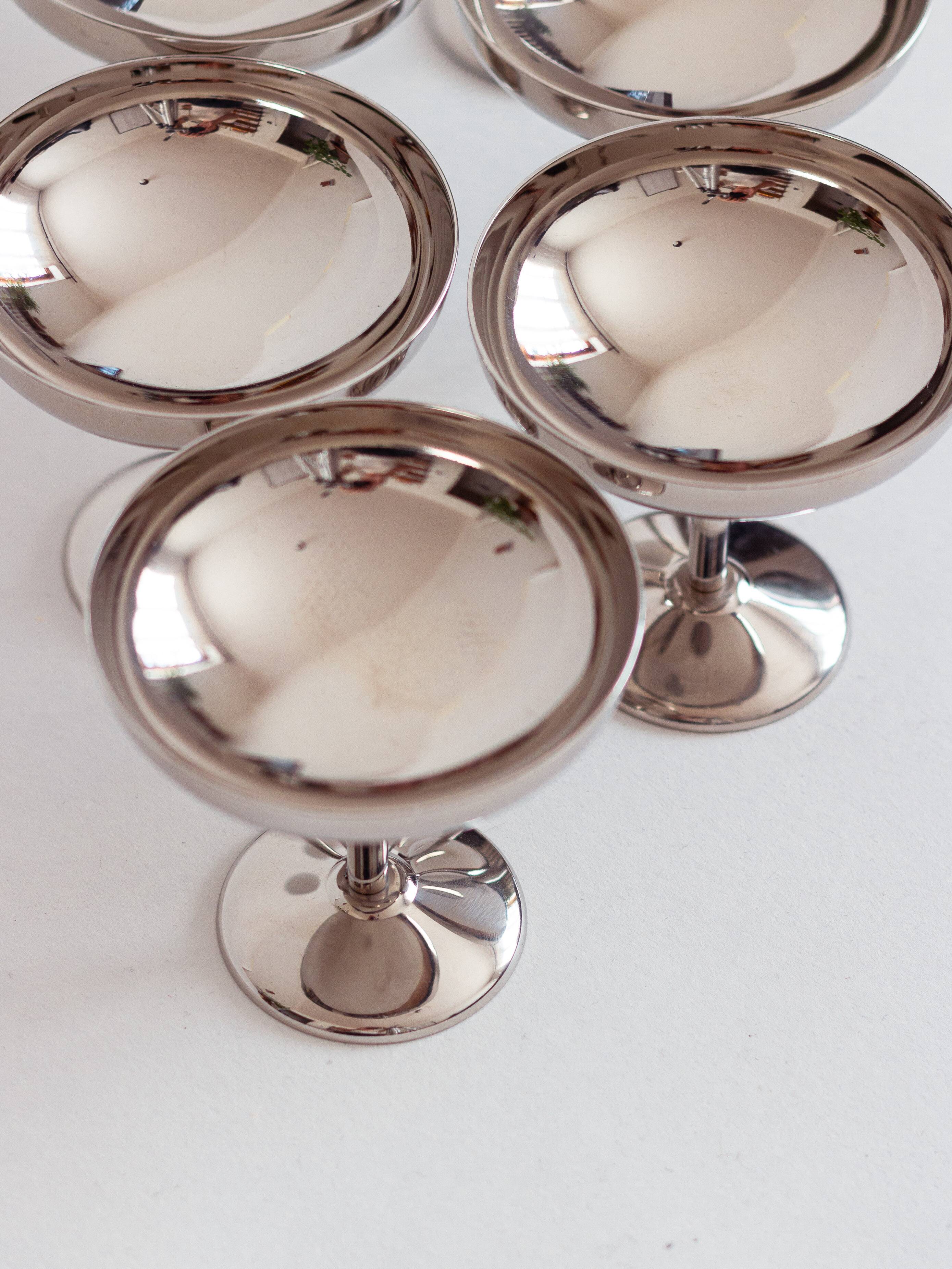 Set of six minimalist ice cream cups, Italy, 1970s