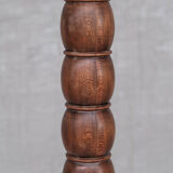 French Mid-Century Tall Wooden Table Lamp
