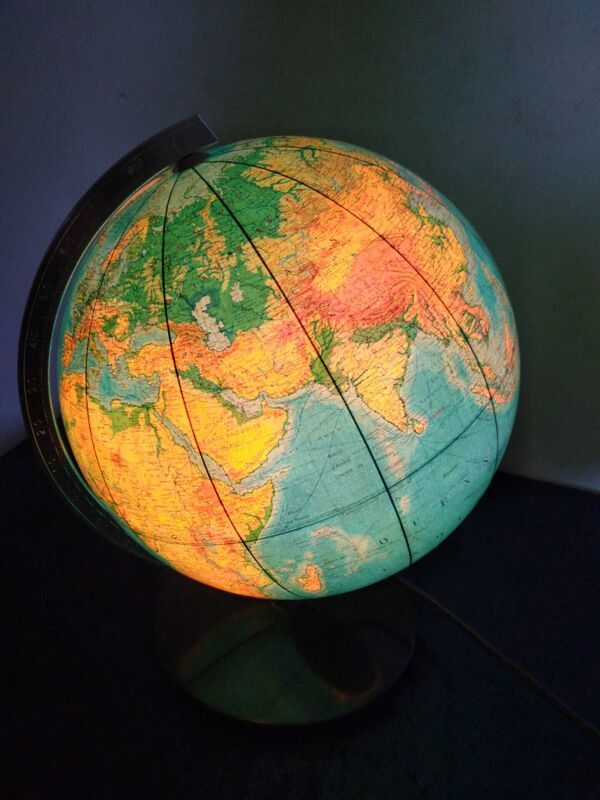 Globe terrestre lumineux vintage JRO Wechselbid, France