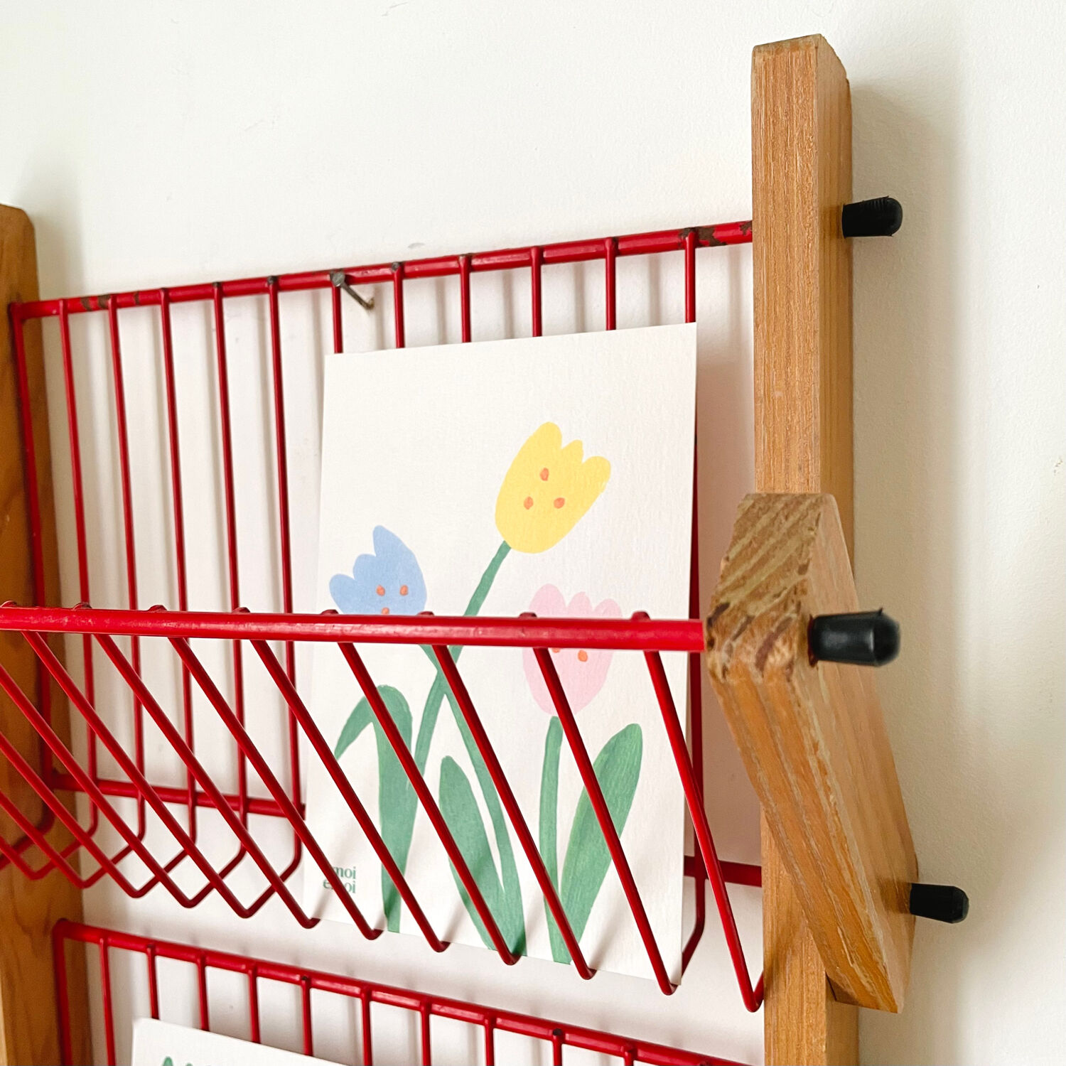 Wood and metal mail rack