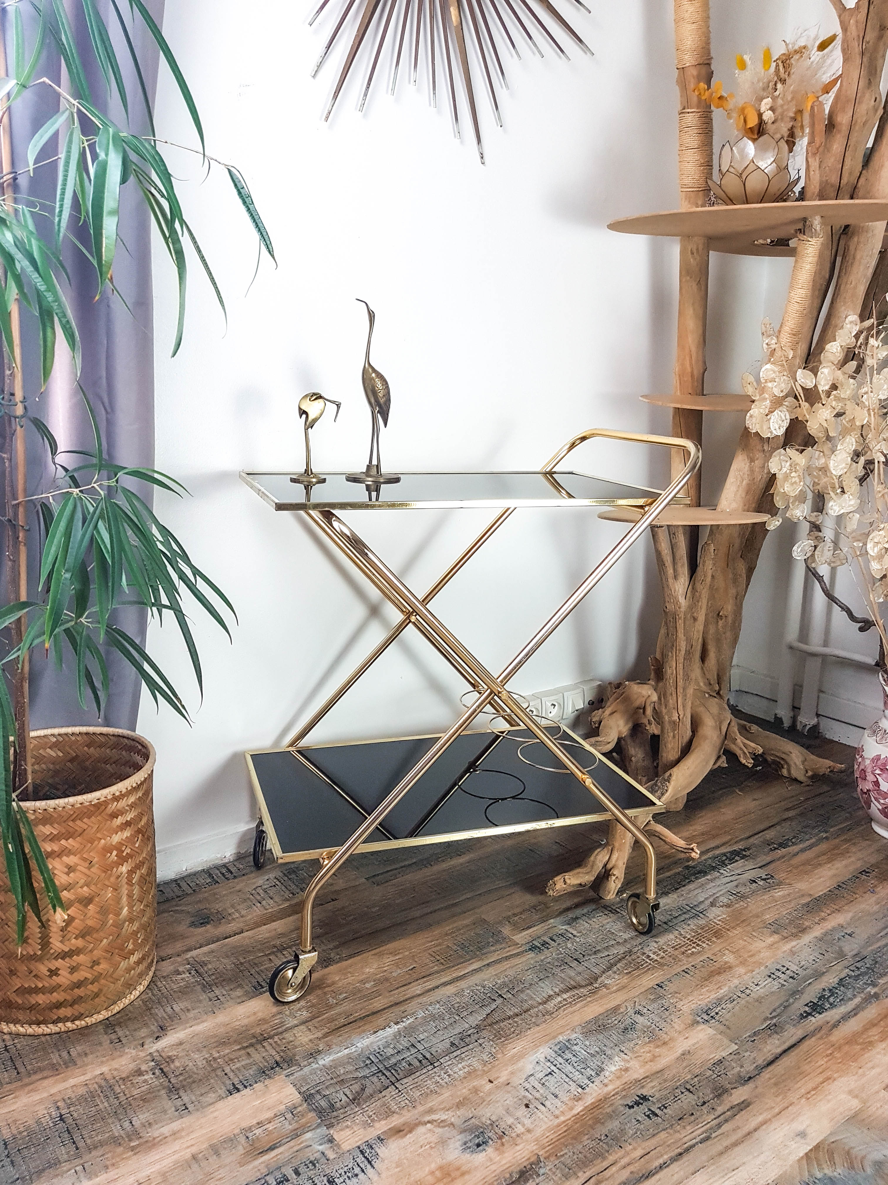 Vintage dessert glass and brass year 70