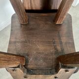 Lot 2 old chair in solid elm brutalist design from the 60s