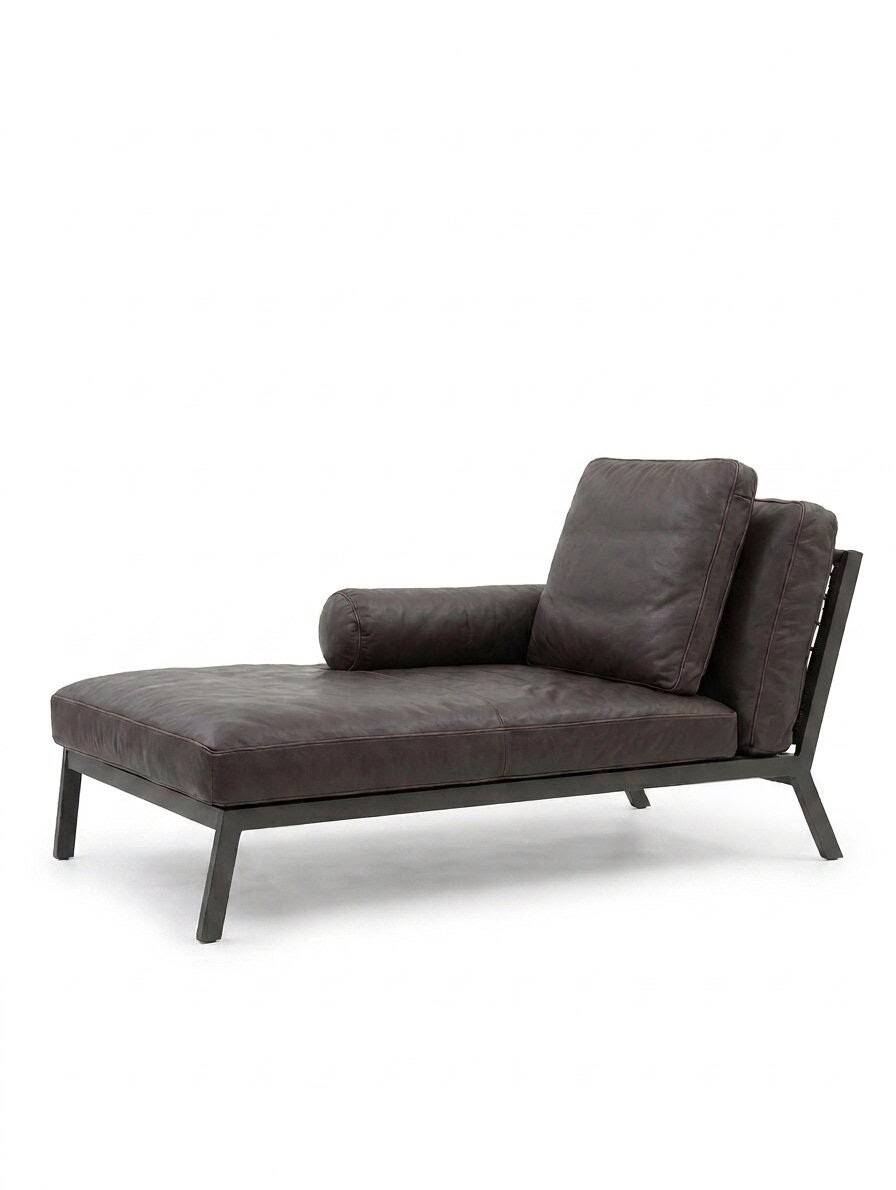 ​B&B Italia "Ray" Leather Chaise Longue by Antonio Citterio