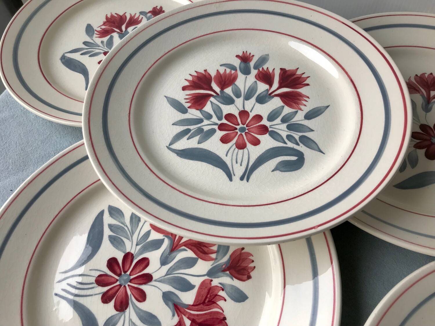 5 assiettes plates anciennes Luneville Herblay