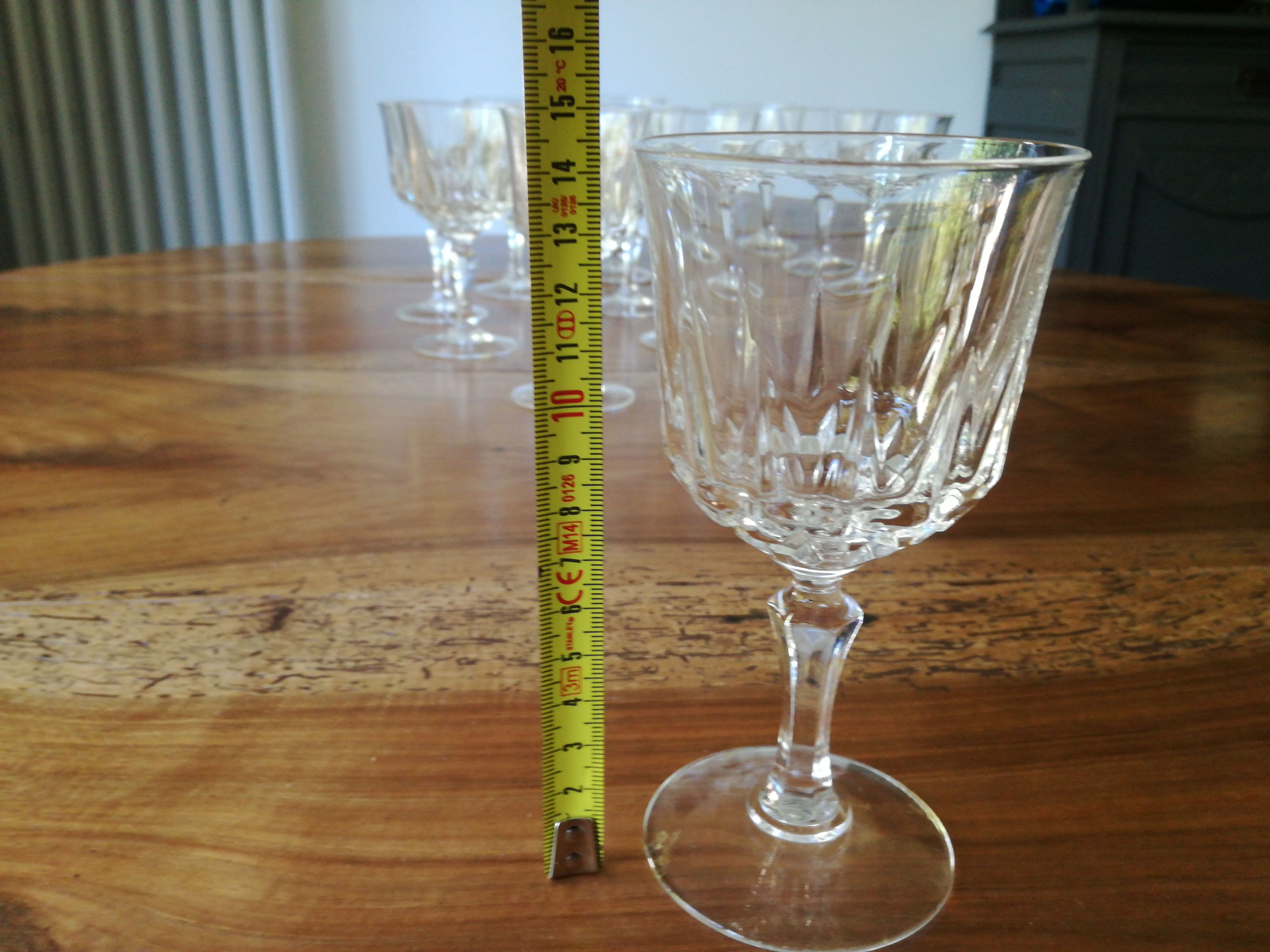 11 crystal wine glasses