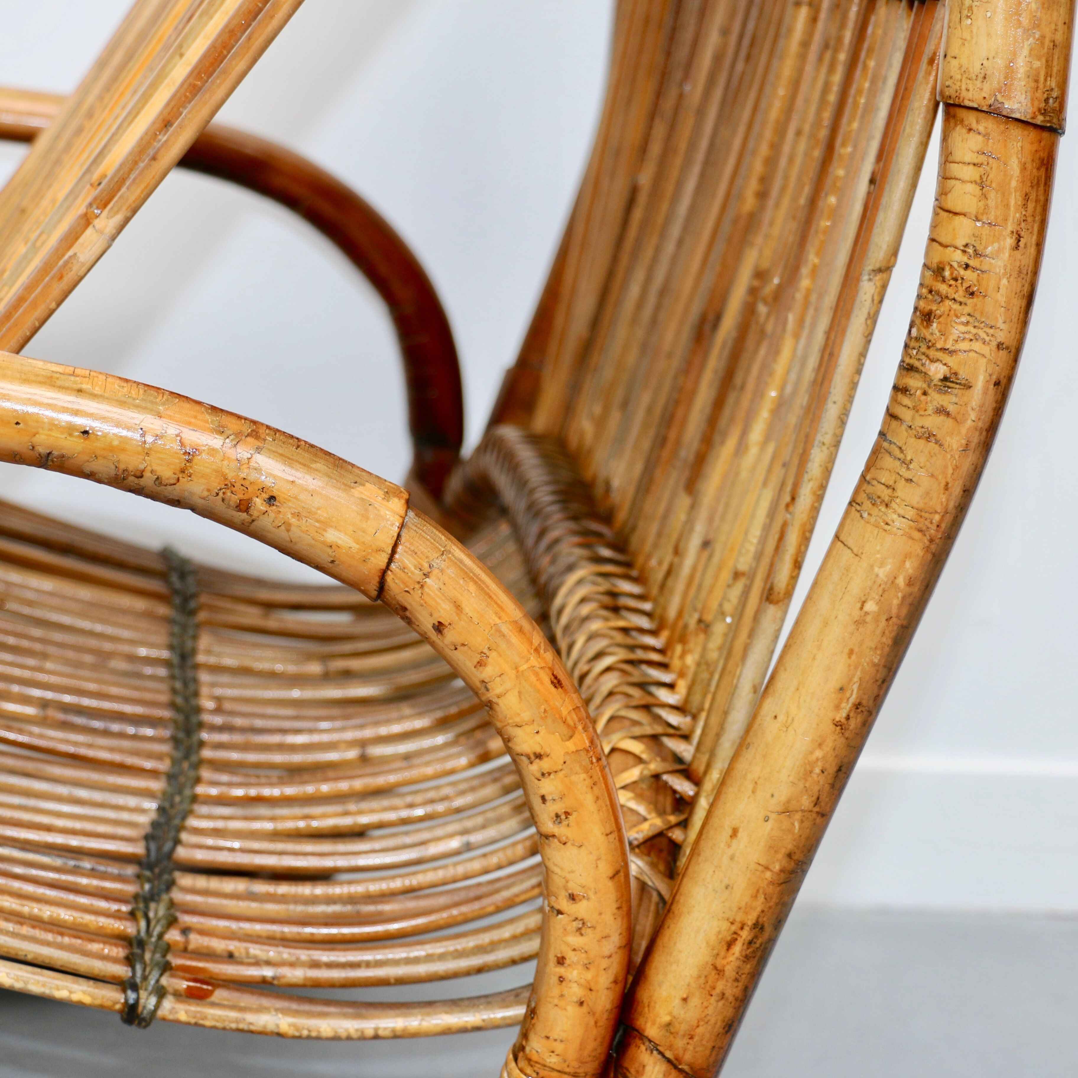 Rattan armchair, Italy, 1950s