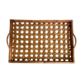 Plateau en rotin vintage