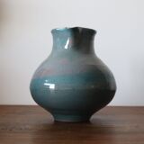 Varnished blue terracotta pitcher