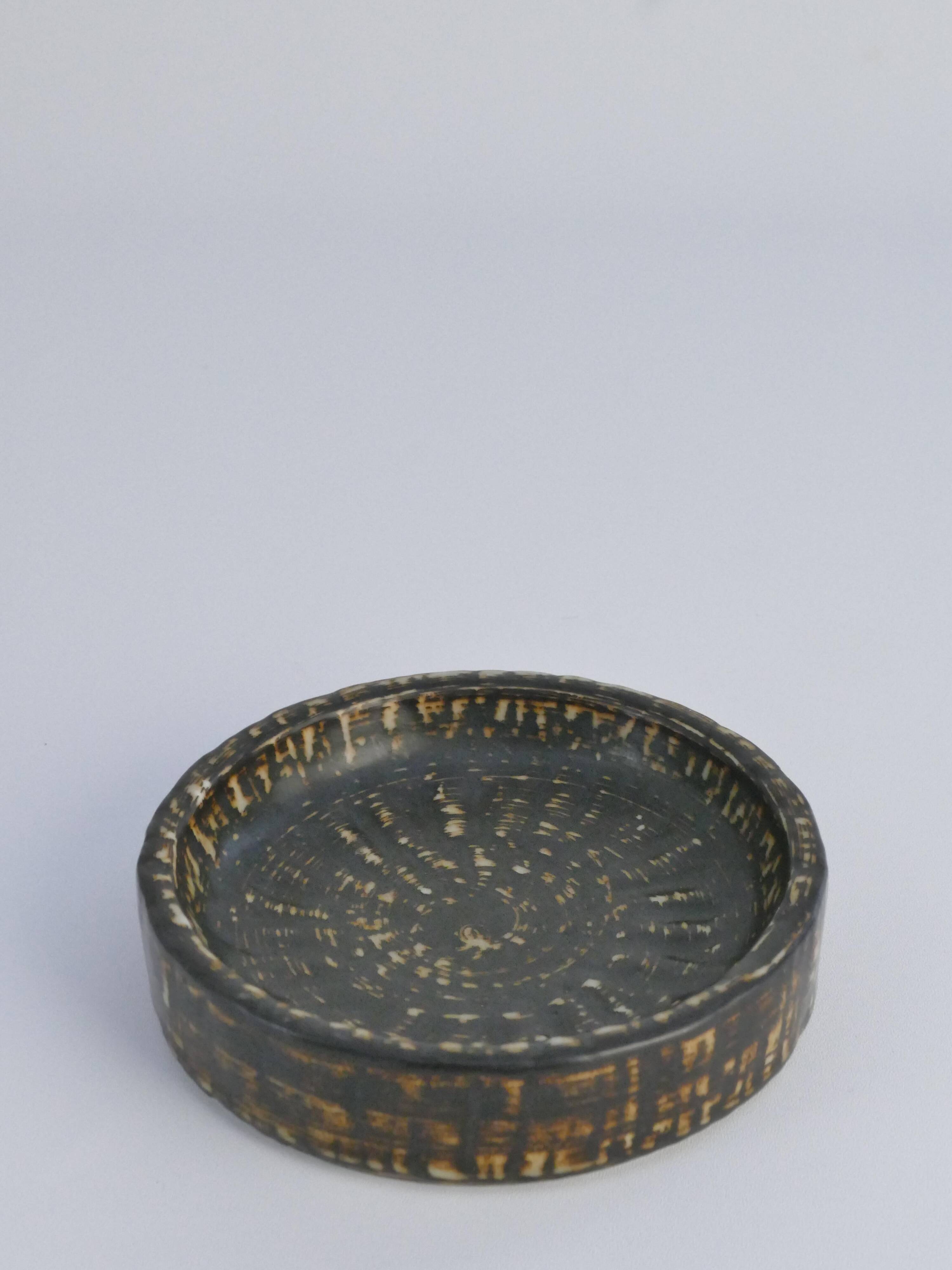 Mid-Century Modern Brown Stoneware Rubus Bowl by Gunnar Nylund for Rörstrand