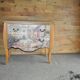 Baroque commode in multicoloured painted wood and black patinated oak with a photo of 'Paris'
