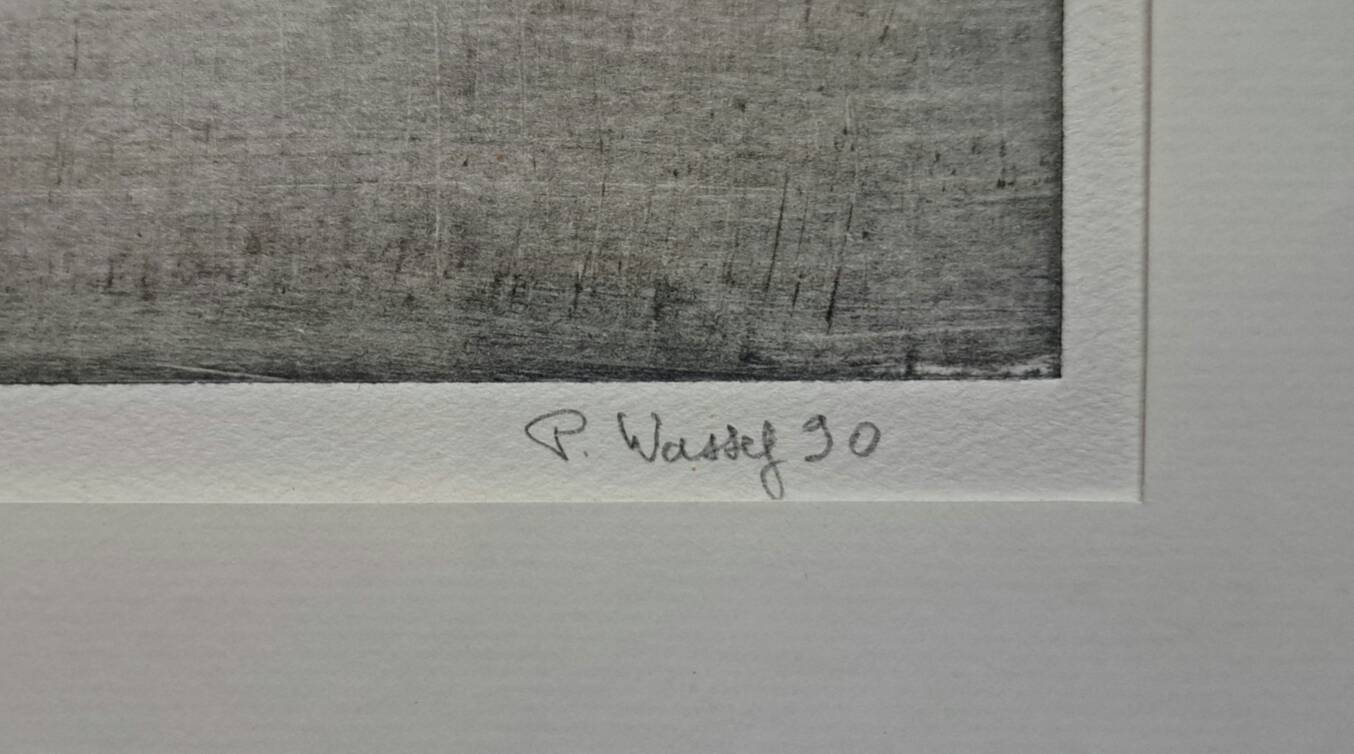 Surrealist and minimalist monotype painting signed by Pierre WASSEF - 1990