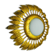 Sun wall lamp by ferro arte, metal and gold leaf and opaline glass, Spain, 1960