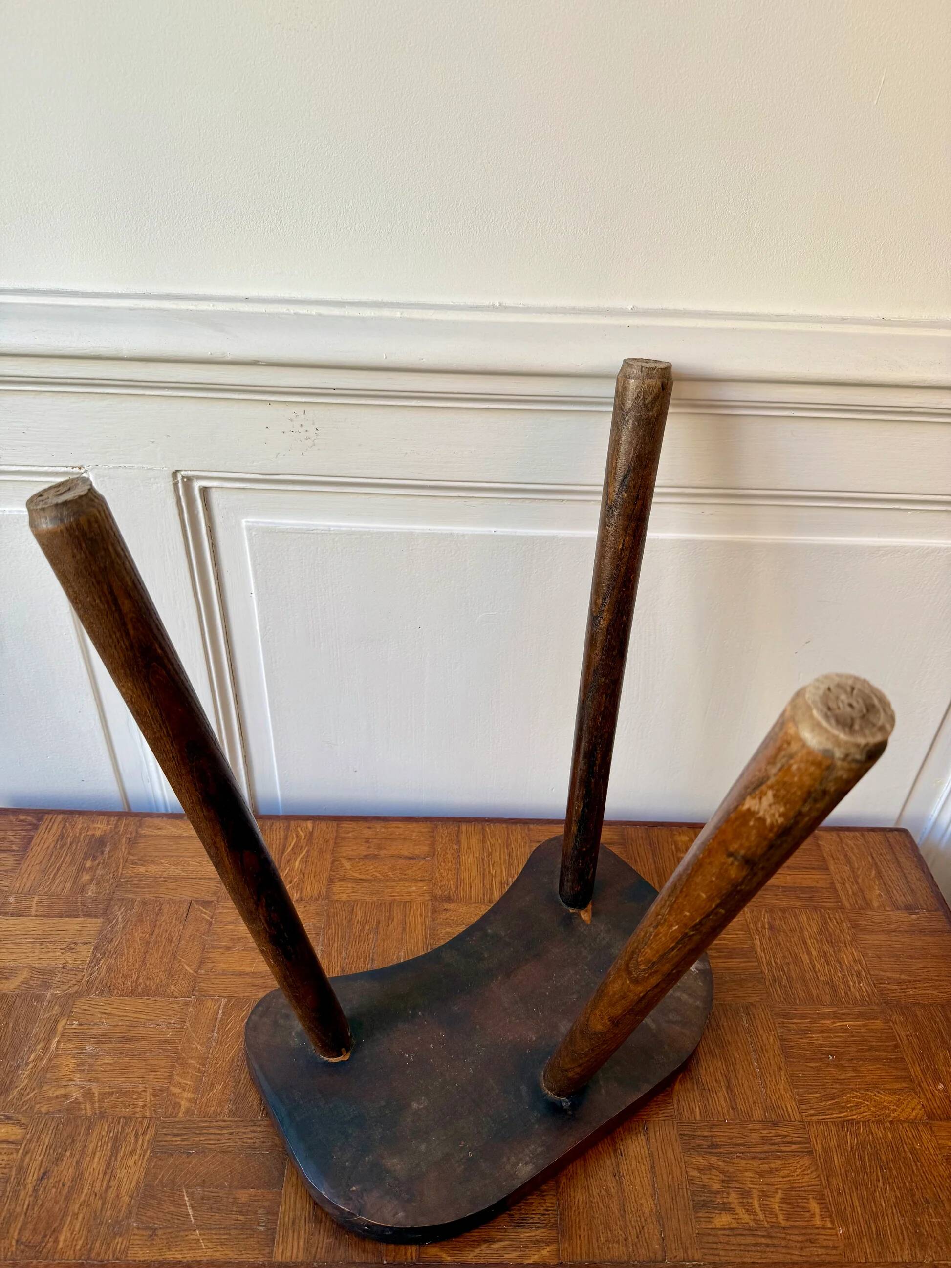 High wooden tripod stool