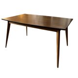 Scandinavian wooden and black table, 50s-70s