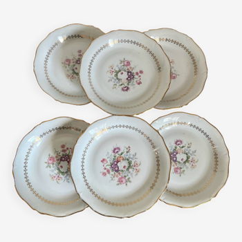 Set of 6 vintage French porcelain soup plates