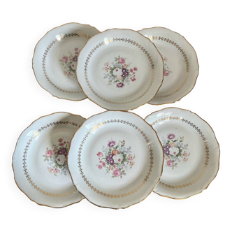 Set of 6 vintage French porcelain soup plates