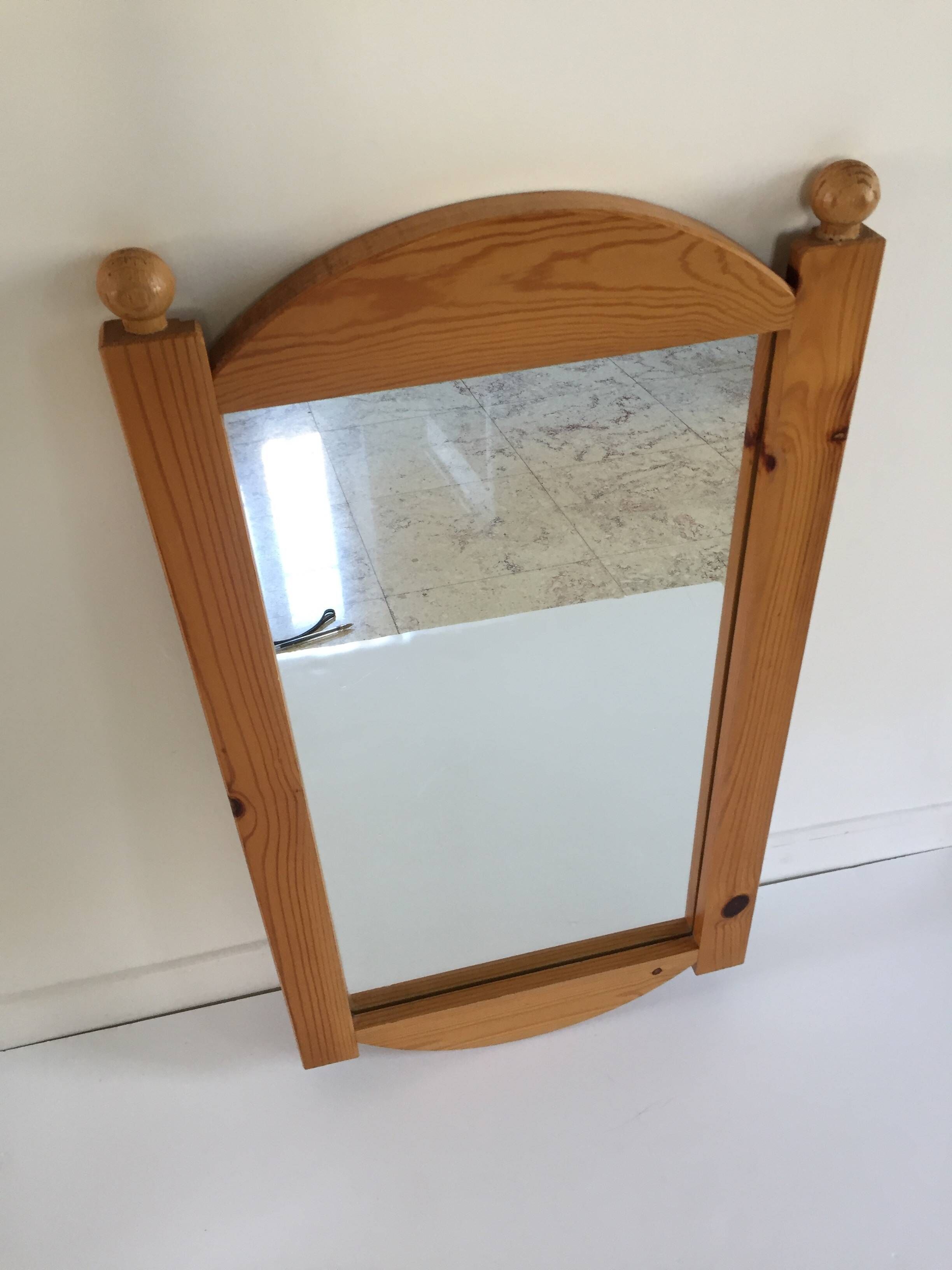 Miroir mural pin massif vintage