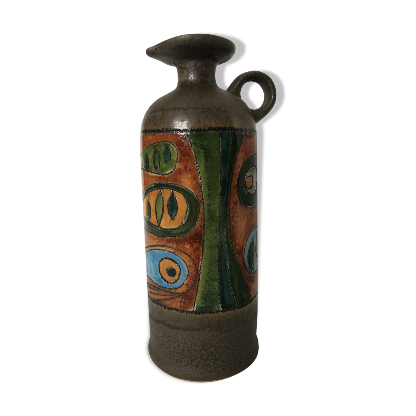 Enamelled stoneware pitcher