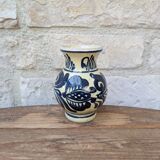 Vase en terre cuite vernissée motif bleu Korond Transylvanie H11cm