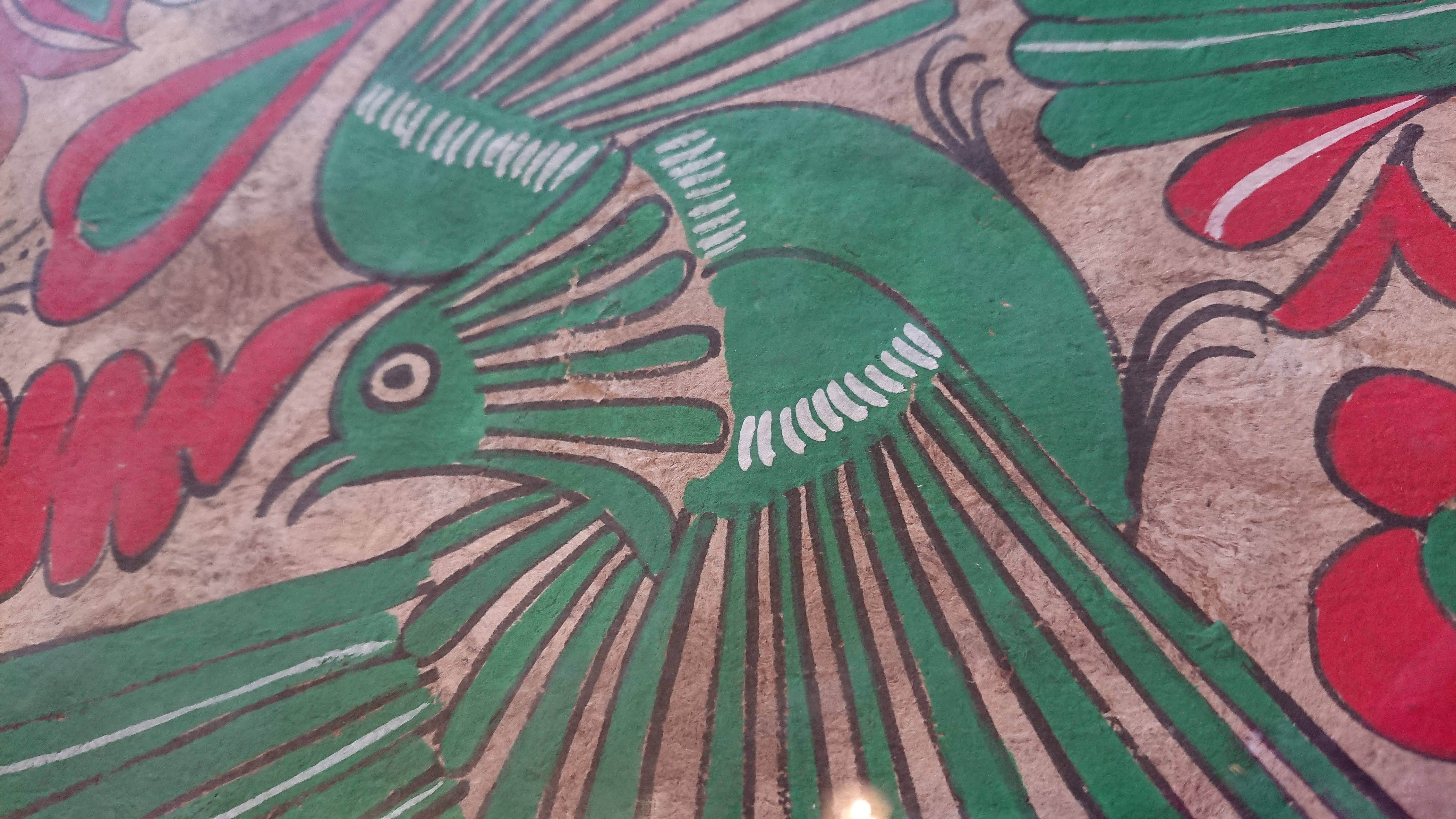 Painting on paper of Amate birds and flowers