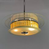 1940s Rare Italian Chrome & Glass  Chandelier, Restored